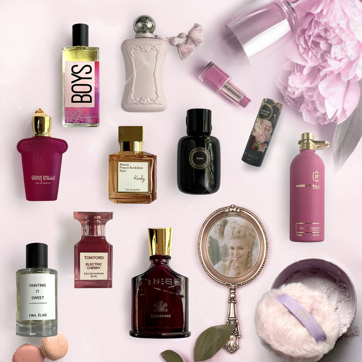 Auswahl an Parfums passend zum Thema der Kolumne