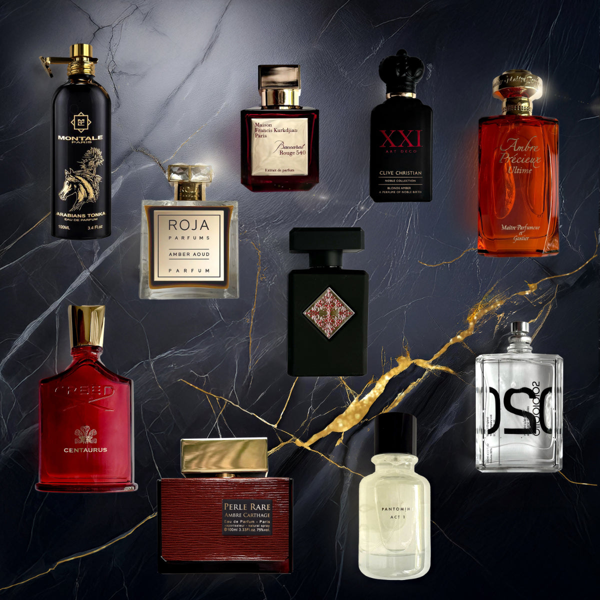 Auswahl an Parfums passend zum Thema der Kolumne