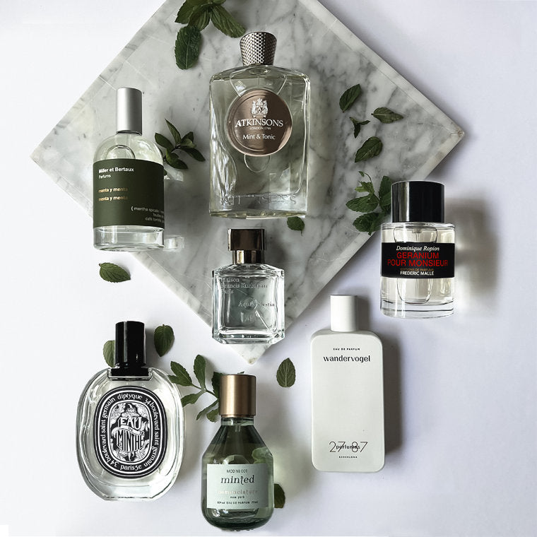 Auswahl an Parfums passend zum Thema der Kolumne