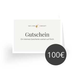 Aus Liebe zum Duft - Gutschein im minimalistischen Stil mit 100 Euro Wert und freundlicher Geschenkbotschaft
