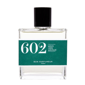 Bon Parfumeur - Les Classiques - 602 Parfümflakon mit grünem Etikett und schwarzem Verschluss vor weißem Hintergrund