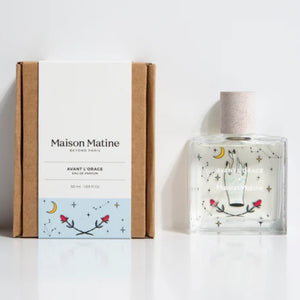 Maison Matine - Avant l’Orage Parfumflakon mit zarten Himmelsmotiven und minimalistischer Verpackung aus Naturkarton