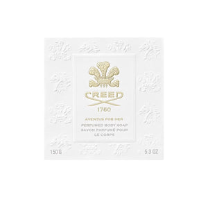 Creed - Aventus for Her - Soap in weißer Verpackung mit erhabenem Logo und goldfarbenem Schriftzug für pflegende Handwäsche