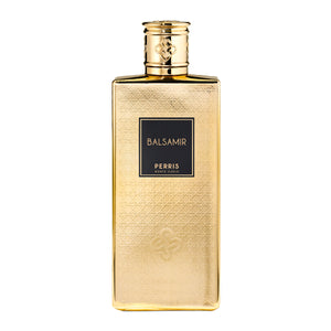 Perris Monte Carlo - Balsamir goldener Flakon mit feiner Prägung und schwarzem Label in elegantem Design