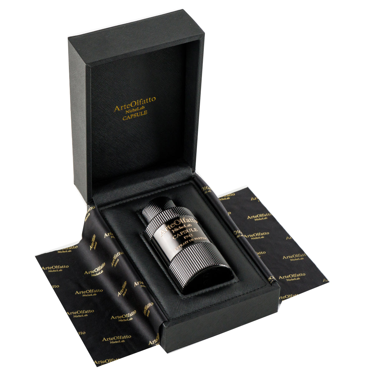 ArteOlfatto - Capsule 1942 Parfumflakon im luxuriösen schwarzen Etui mit goldener Schrift und elegantem Faltpapier