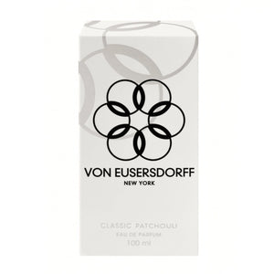 Von Eusersdorff - Classic Patchouli Verpackung in schlichtem Weiß mit schwarzem Logo und klarer Typografie