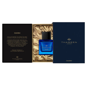 Thameen - Sovereign Collection - Diadem Parfumflakon in königsblau mit goldener Verpackung und satinierter Innenseite