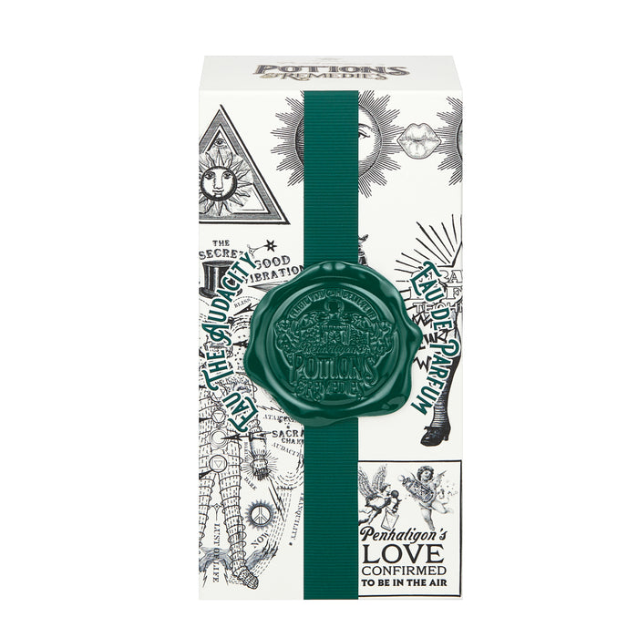 Penhaligon's - Potions & Remedies - Eau the Audacity elegante Verpackung mit tiefgrünem Siegel und mystischem Design auf hellem Grund