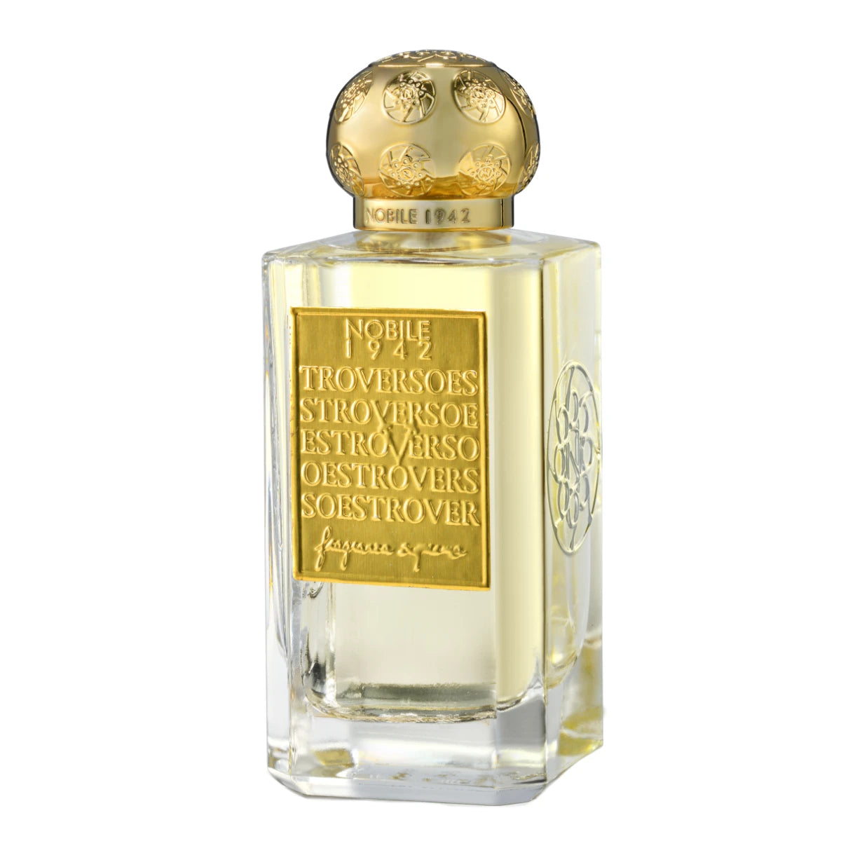 Nobile 1942 - Estroverso - Fragranza Suprema klarer Flakon mit goldfarbenem Label und verziertem goldenem Verschluss