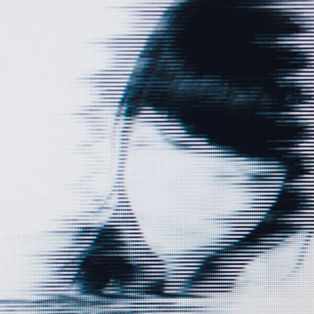 Olfactive Studio - Flash Back zeigt abstraktes Portrait mit verpixeltem Effekt in Schwarz-Weiß-Tönen