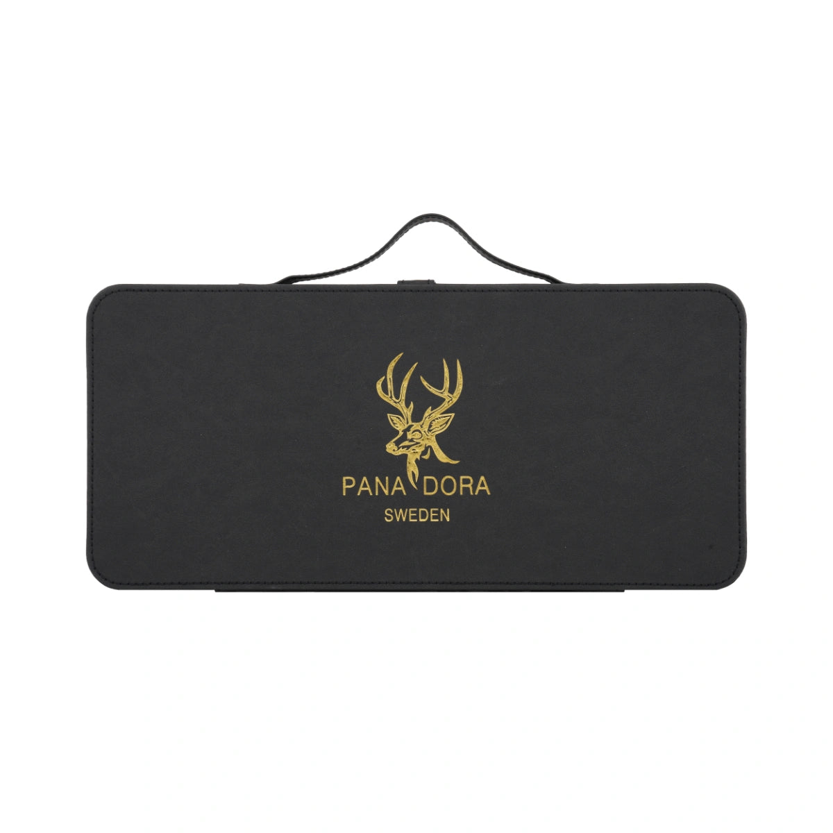 Pana Dora Sweden - Travel Set - Black elegantes schwarzes Etui mit goldenem Hirschlogo und praktischem Griff