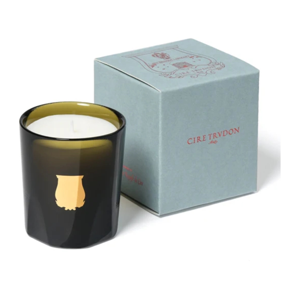 Trudon - Cyrnos - Duftkerze im dunklen Glas mit goldfarbenem Emblem und edler Verpackung im eleganten Design