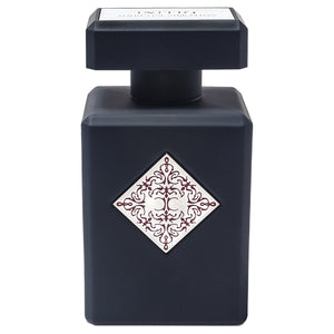 Initio - The Absolutes - Absolute Aphrodisiac Parfümflakon in mattem Schwarz mit weißrotem Ornament vor weißem Hintergrund