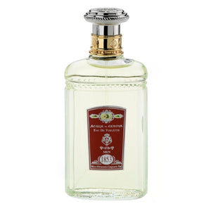 Acqua di Genova - 1853 Anniversario - Herren Glasflakon mit goldenem und silbernem Verschluss vor weißem Hintergrund