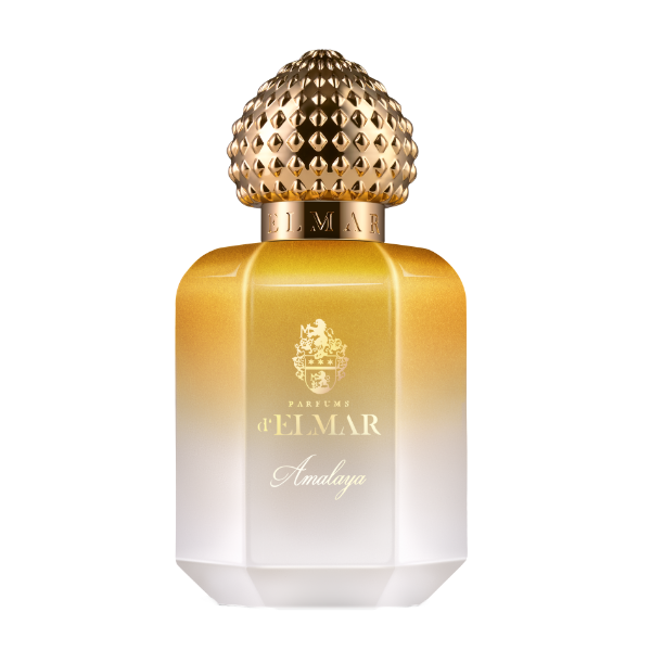 Parfums d'Elmar - Amalaya Parfümflakon mit gold-weißem Farbverlauf und dekorativem, strukturiertem Verschluss