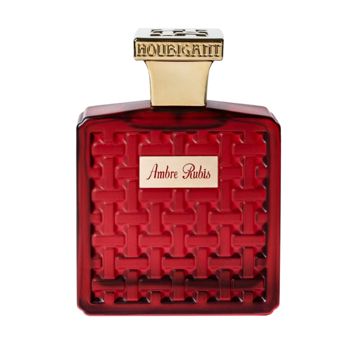 Houbigant - Collection les Ambres - Ambre Rubis Parfumflakon in rubinrotem Glas mit goldfarbenem Verschluss und eingeprägtem Muster