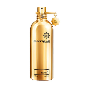 Montale - Attar goldfarbener Flakon mit Anhänger und schwarzer Schrift auf weißem Hintergrund