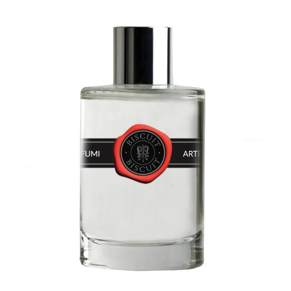 Arte Profumi - Artissima Collection - Bisquit Parfumflakon mit transparentem Glas und schwarzem Label mit rotem Siegel