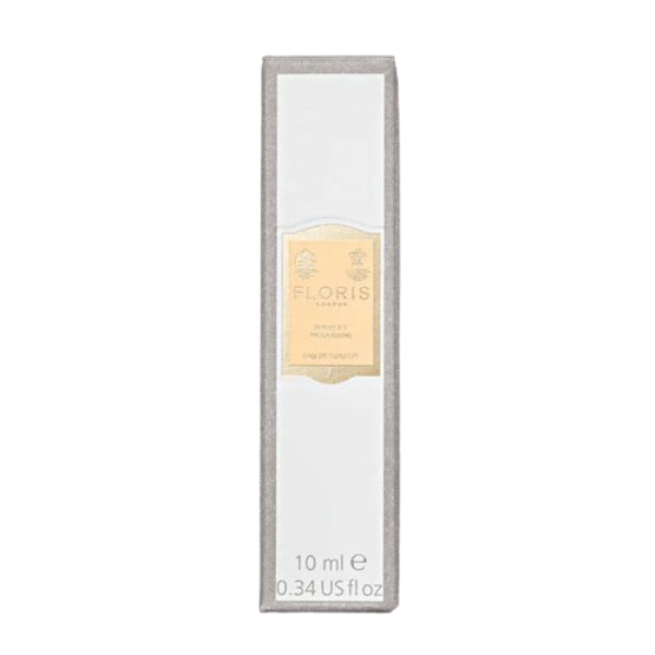 Floris - Bouquet de la Reine elegante Verpackung mit beigem Etikett und silbernem Rand auf weißem Hintergrund