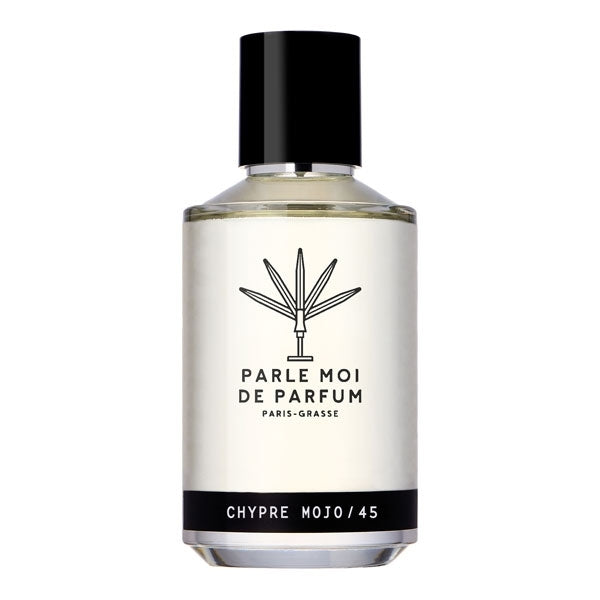 Parle Moi de Parfum - Chypre Mojo / 45 klarer Flakon mit schwarzem Verschluss vor weißem Hintergrund
