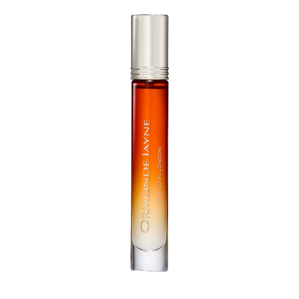 Ormonde Jayne - Damask schlanker Parfümroller mit orange-weißem Verlaufsglas und silbernem Verschluss in elegantem Look