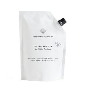 Essential Parfums - Divine Vanille - Liquid Soap Nachfüllbeutel für flüssige Hand- und Körperseife mit feinem Vanilleduft