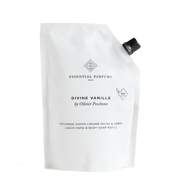 Essential Parfums - Divine Vanille - Liquid Soap Nachfüllbeutel für flüssige Hand- und Körperseife mit feinem Vanilleduft