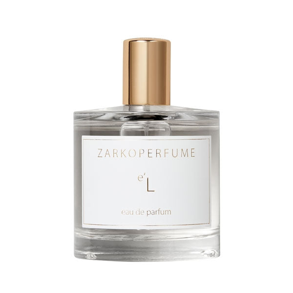 Zarkoperfume - e'L Parfumflakon mit klarem Glas und elegantem goldenem Verschluss in minimalistischem Design