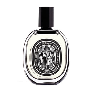 Diptyque - Eau de Minthé Parfumflakon mit schwarzem Verschluss und elegantem Etikett auf weißem Hintergrund