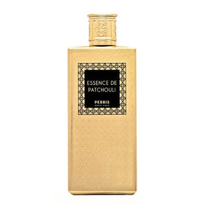 Perris Monte Carlo - Essence de Patchouli eleganter goldener Flakon mit schwarzem Label und filigranem Muster für intensiven Duftgenuss