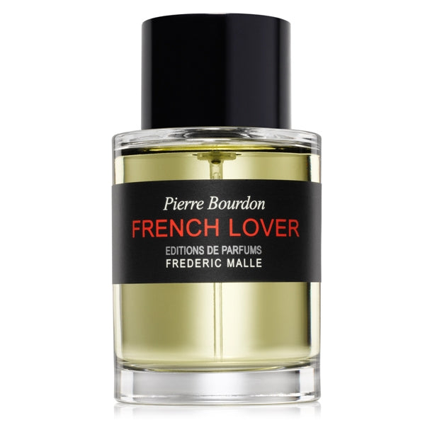 Frédéric Malle - French Lover Parfumflakon mit schwarzem Verschluss und gelblicher Flüssigkeit im klaren Glasbehälter