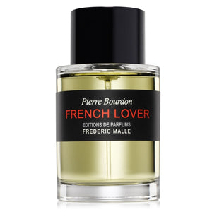 Frédéric Malle - French Lover Parfumflakon mit schwarzem Verschluss und gelblicher Flüssigkeit im klaren Glasbehälter
