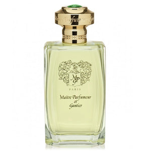 Maître Parfumeur et Gantier - Racine klarer Flakon mit goldfarbenem Verschluss und verziertem Logo vor weißem Hintergrund
