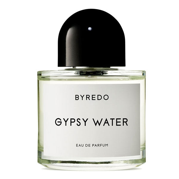 Byredo - Gypsy Water minimalistischer klarer Flakon mit schwarzem halbrundem Verschluss vor weißem Hintergrund