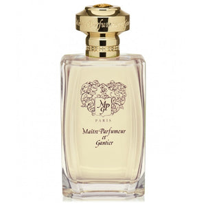 Maître Parfumeur et Gantier - Jardin Blanc klarer Flakon mit goldfarbenem Verschluss und elegantem Logo auf hellem Hintergrund