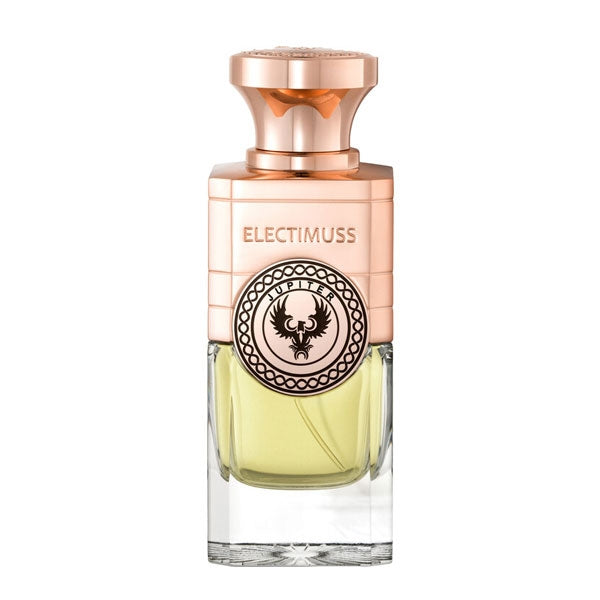Electimuss - Jupiter Parfümflakon mit kupferfarbenem Verschluss und transparentem Glas mit bernsteinfarbener Flüssigkeit