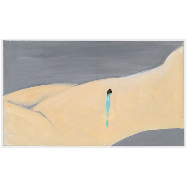 Frédéric Malle - L’Eau d’Hiver abstraktes Gemälde eines Körpers mit blauer Träne auf grauem Hintergrund