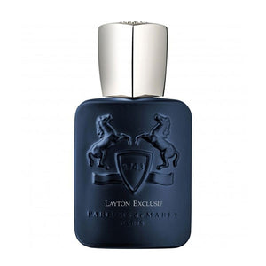 Parfums de Marly - Layton Exclusif eleganter dunkelblauer Flakon mit silbernem Verschluss und Pferdeemblem prägnant gestaltet