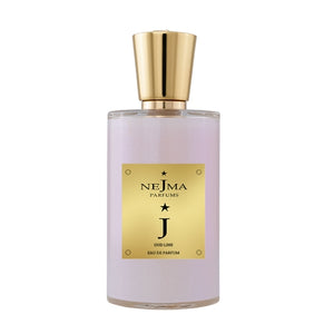 Nejma Collection - Le J Parfumflakon mit goldfarbenem Verschluss und elegantem Etikett in zartem Pastellton