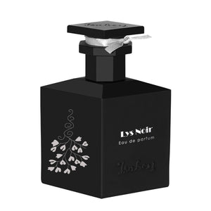 Isabey - Lys Noir Parfumflakon in mattem Schwarz mit filigranem floralen Design und rechteckiger Form