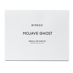 Byredo - Mojave Ghost - Absolu de Parfum weiße Verpackung mit dezentem geprägtem Muster und schwarzer Schriftgestaltung
