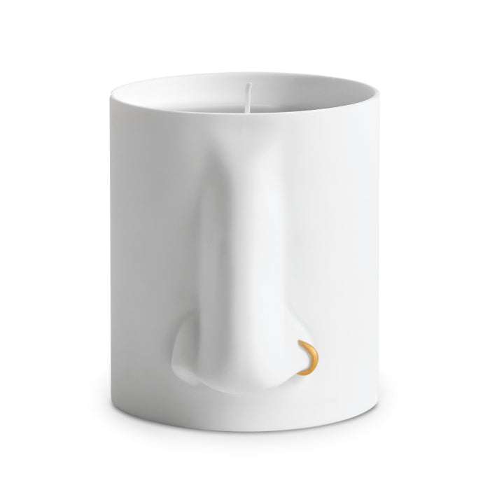 L'Objet - Nez Candle - Thé Russe weißes Porzellangefäß mit goldener Nasenpiercing-Dekoration und Paraffinfüllung