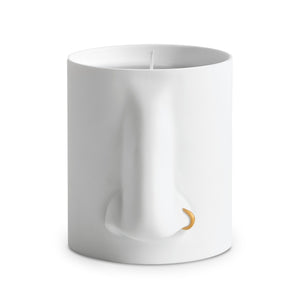 L'Objet - Nez Candle - Thé Russe weißes Porzellangefäß mit goldener Nasenpiercing-Dekoration und Paraffinfüllung