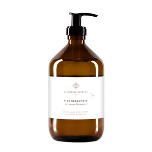 Essential Parfums - Nice Bergamote - Liquid Soap in bernsteinfarbener Flasche mit schwarzem Spender für sanfte Reinigung