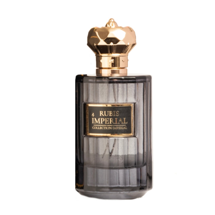 Imperial Parfums - Rubis Imperial Parfumflakon mit goldfarbenem Verschluss und elegantem, dunklem Flaschendesign