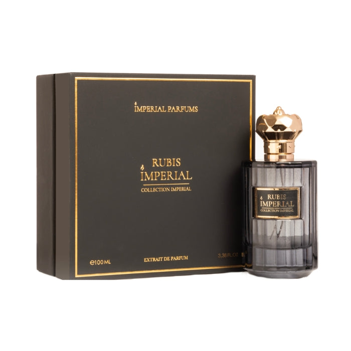 Imperial Parfums - Rubis Imperial elegant gestalteter Flakon mit goldfarbenem Verschluss und passender edler Verpackung