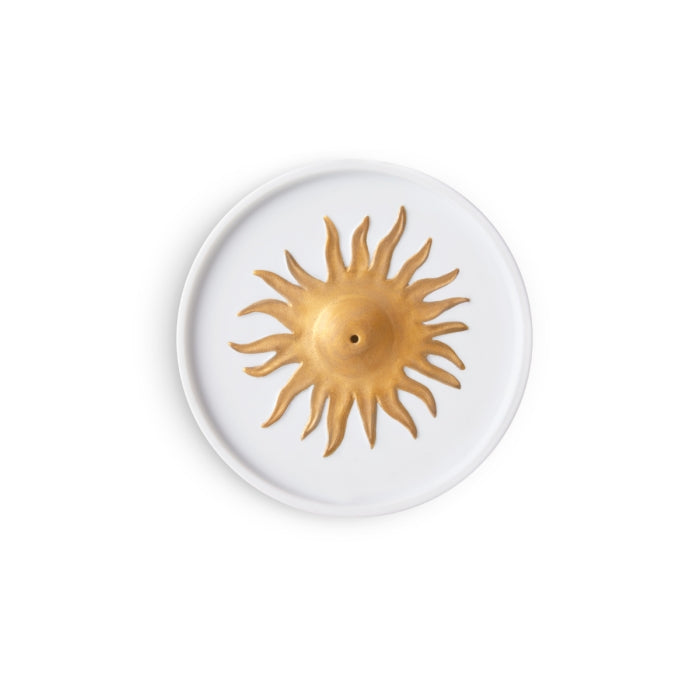 L'Objet - Soleil Incense Holder Porzellanhalter mit goldener Sonnendekoration, elegant handbemalt in Portugal