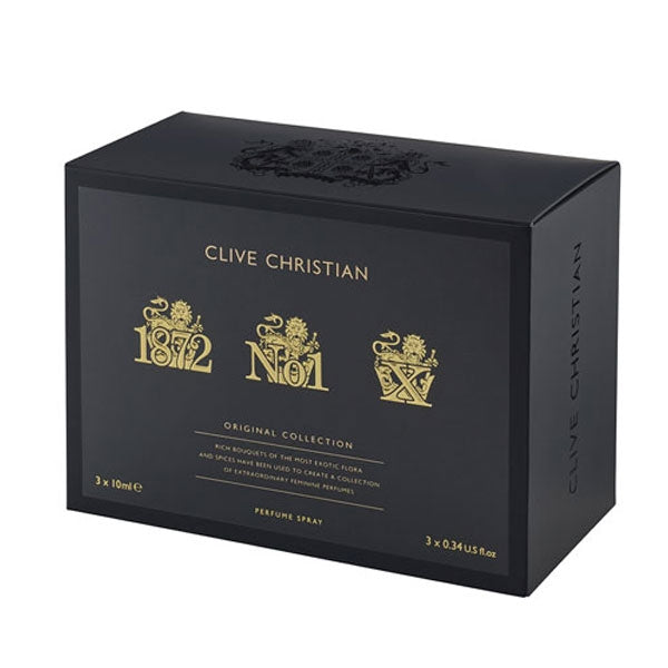 Clive Christian - Traveller Set for Women elegante schwarze Verpackung mit goldener Prägung und 3 Parfumflakons je 10ml