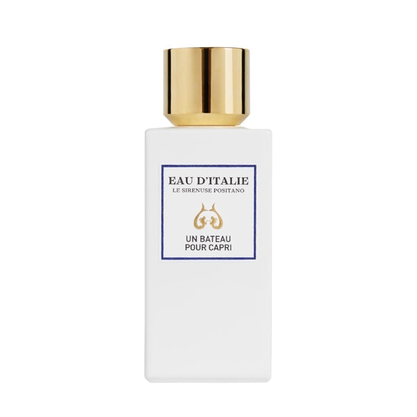Eau d'Italie - Un Bateau pour Capri eleganter weißer Flakon mit goldfarbenem Verschluss und maritim inspiriertem Design