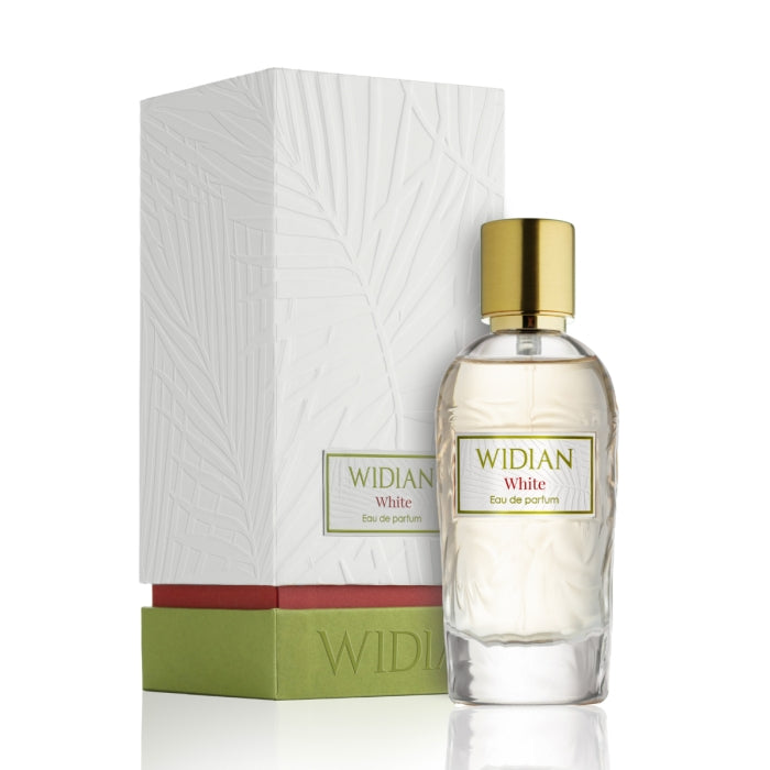 Widian - Rose Arabia Collection - White Parfum mit goldfarbenem Verschluss und eleganter, strukturierter Verpackung in Weiß und Grün